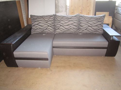 Folding sofa MFR evroknizhka Mustang (Queens Grey / Gerra Dark Brown / Lumins Flock)