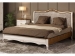 Double bed with wooden headboard soft Mebus Palermo 160x200 cm (low footboard)