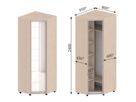 Corner wardrobe one door  SHU-2 MVS