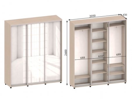 Three-winged wardrobe №8 MVS