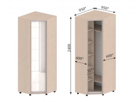 Corner wardrobe one door SHU-3 MVS